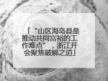 “山区海岛县是推动共同富裕的工作难点”，浙江开会聚焦破解之道