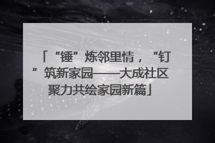 “锤”炼邻里情，“钉”筑新家园——大成社区聚力共绘家园新篇