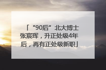 “90后”北大博士张宸珲，升正处级4年后，再有正处级新职