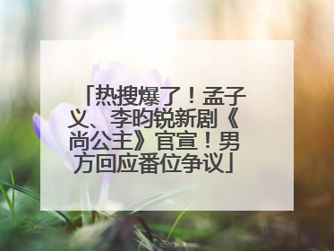 热搜爆了！孟子义、李昀锐新剧《尚公主》官宣！男方回应番位争议