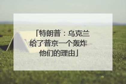 特朗普：乌克兰给了普京一个轰炸他们的理由