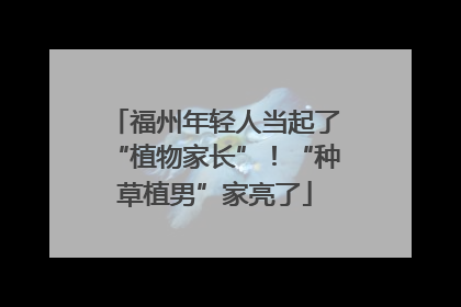 福州年轻人当起了“植物家长”！“种草植男”家亮了