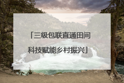 三级包联直通田间 科技赋能乡村振兴