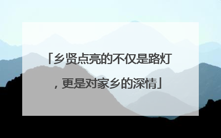 乡贤点亮的不仅是路灯，更是对家乡的深情