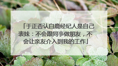 于正否认白鹿经纪人是自己表妹：不会跟同事做朋友，不会让亲友介入到我的工作