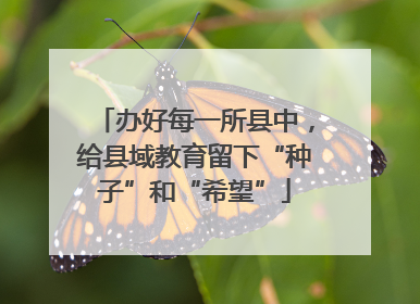 办好每一所县中，给县域教育留下“种子”和“希望”