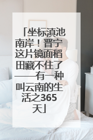 坐标滇池南岸！晋宁这片镜面稻田藏不住了——有一种叫云南的生活之365天