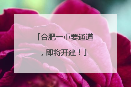 合肥一重要通道，即将开建！