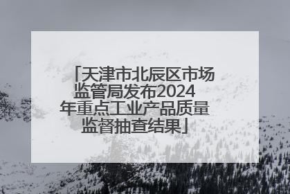 天津市北辰区市场监管局发布2024年重点工业产品质量监督抽查结果