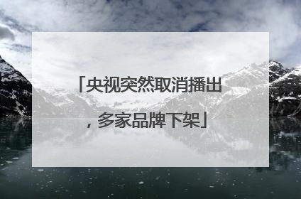央视突然取消播出，多家品牌下架
