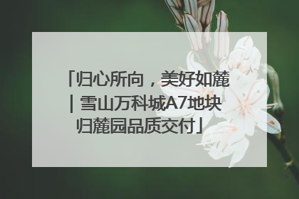 归心所向，美好如麓｜雪山万科城A7地块归麓园品质交付