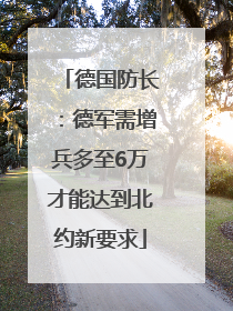 德国防长：德军需增兵多至6万才能达到北约新要求