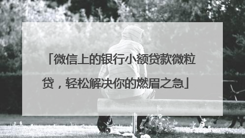 微信上的银行小额贷款微粒贷，轻松解决你的燃眉之急