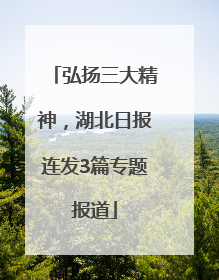 弘扬三大精神，湖北日报连发3篇专题报道
