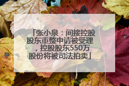 张小泉：间接控股股东重整申请被受理，控股股东550万股份将被司法拍卖