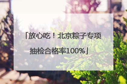 放心吃！北京粽子专项抽检合格率100%