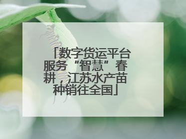 数字货运平台服务“智慧”春耕，江苏水产苗种销往全国