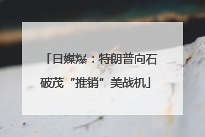 日媒爆：特朗普向石破茂“推销”美战机