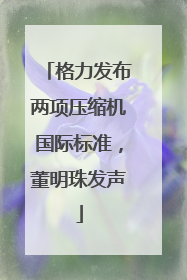 格力发布两项压缩机国际标准，董明珠发声