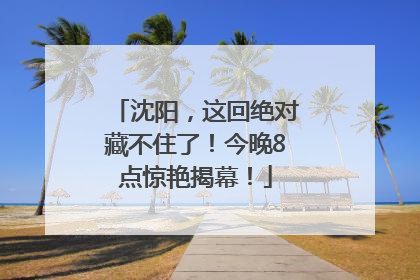 沈阳，这回绝对藏不住了！今晚8点惊艳揭幕！