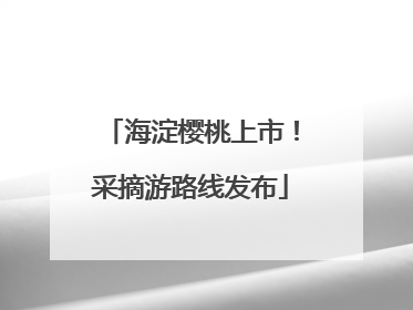 海淀樱桃上市！采摘游路线发布