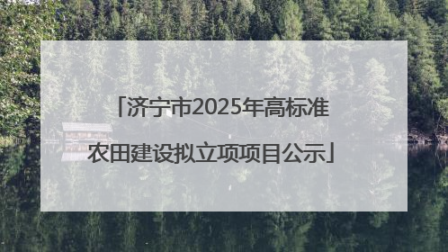济宁市2025年高标准农田建设拟立项项目公示