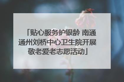 贴心服务护银龄 南通通州刘桥中心卫生院开展敬老爱老志愿活动