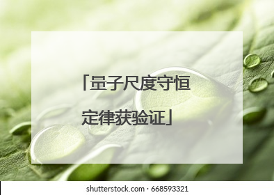 量子尺度守恒定律获验证