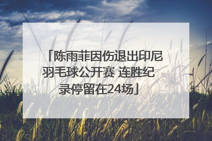 陈雨菲因伤退出印尼羽毛球公开赛 连胜纪录停留在24场