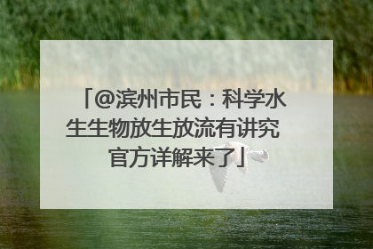 @滨州市民：科学水生生物放生放流有讲究 官方详解来了
